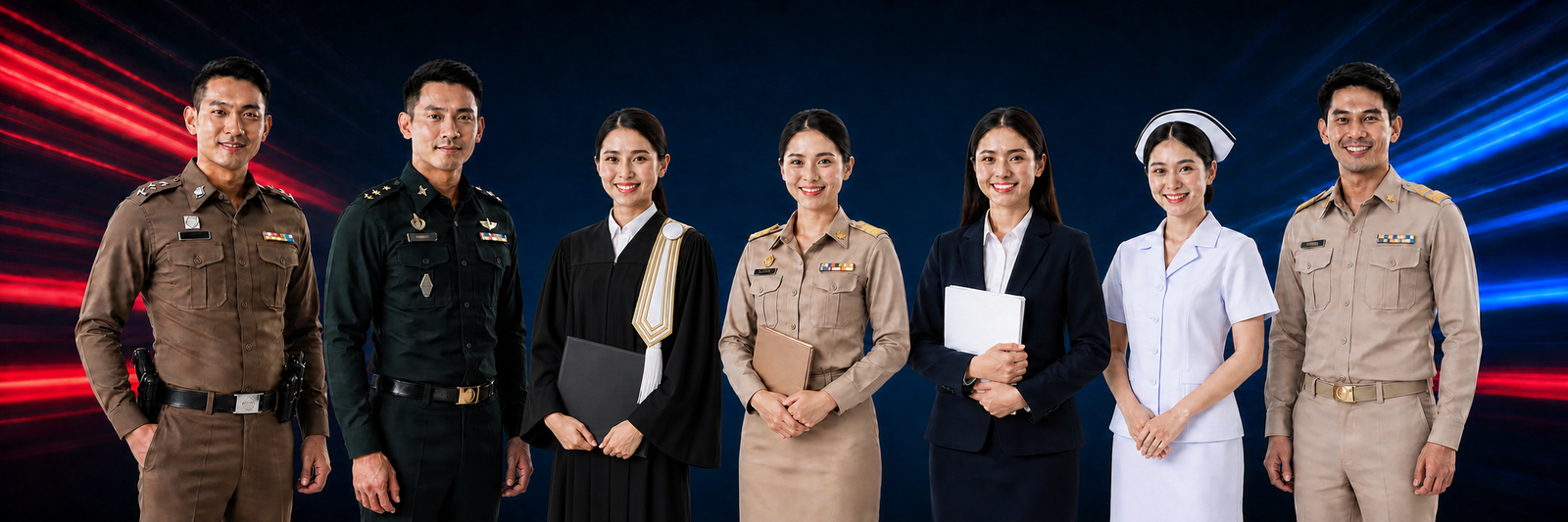 ตำรวจ ทหาร เนติบัณฑิตหญิง ข้าราชการ พนักงานสำนักงาน พยาบาล และเจ้าหน้าที่รัฐ